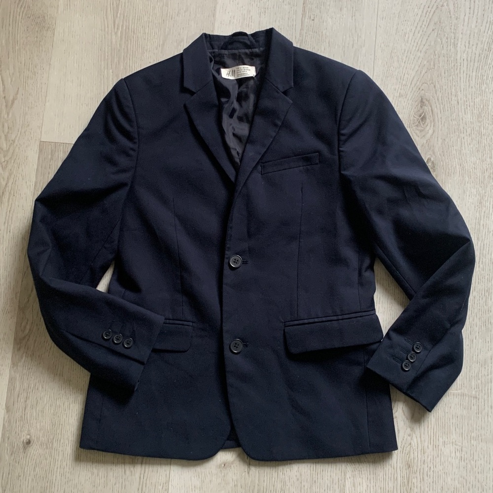 H&M Navy Blue Jacket size 9-10 boys elegant classic‎ blazer Holidays Easter